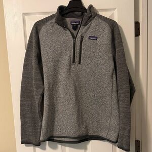 Patagonia Heather Gray Contrast-Sleeve Quarter-Zip Fleece
